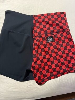 Mighty Good Life Women's Red Checker Athletic Shorts
